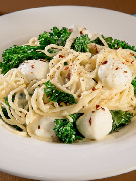 pasta with broccolini, fresh mozzarella